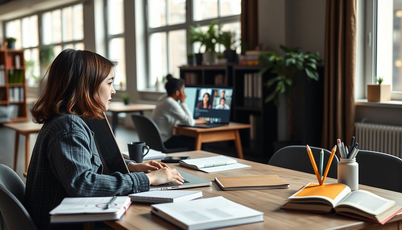 Students collaborating in study space